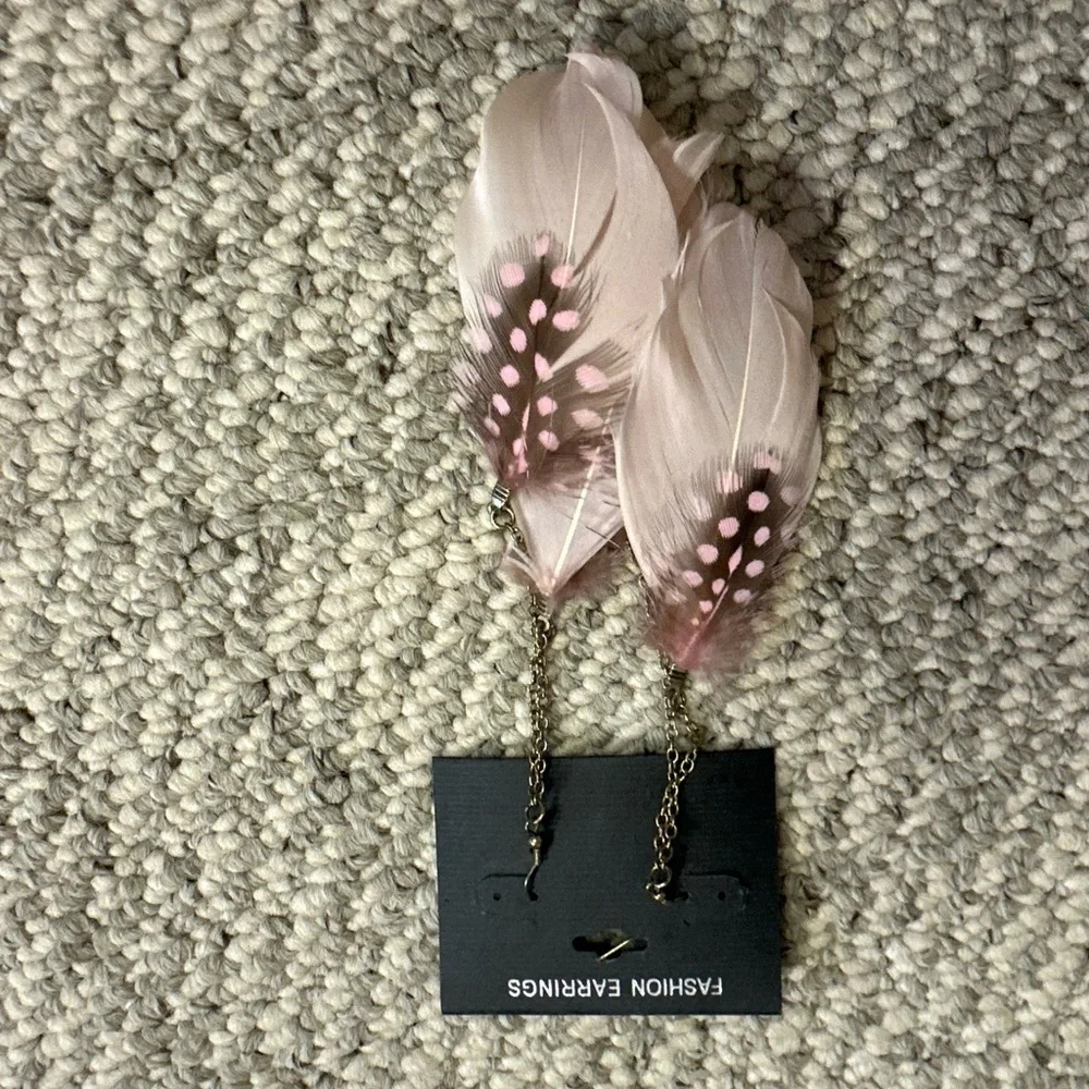 Pink Feather Earrings